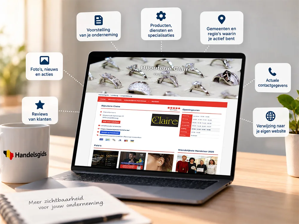 Claire voordelen Handelsgids website