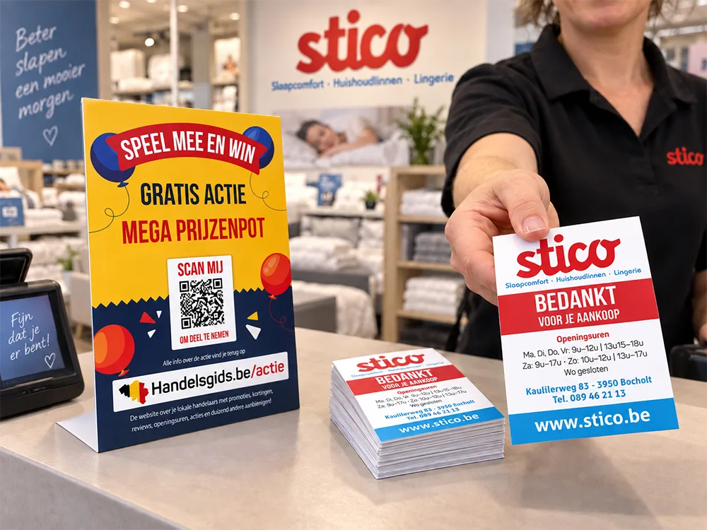 Persoonlijke flyers en A4 display om deel te nemen aan de actie