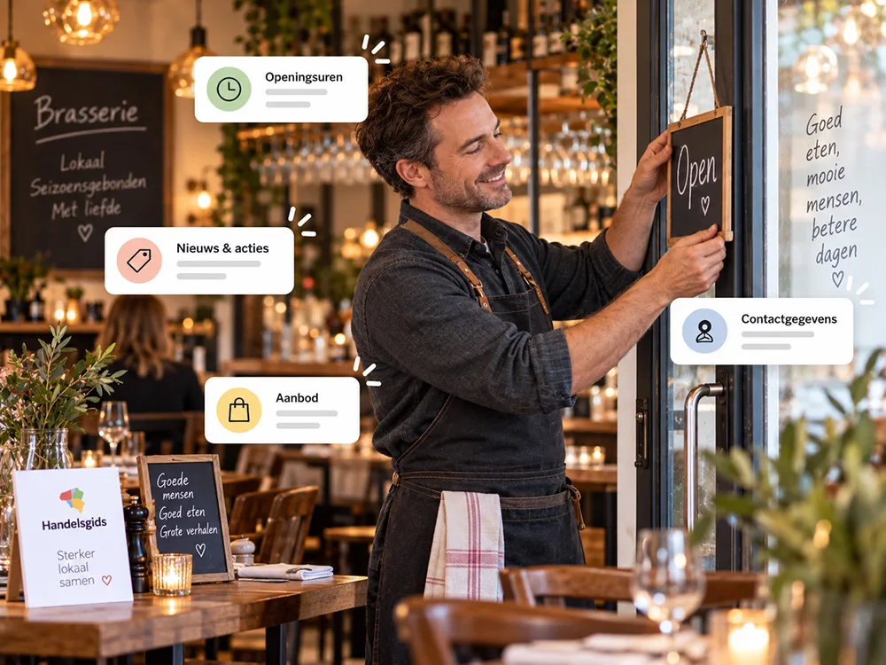Restaurant houder die zijn promo's online zet